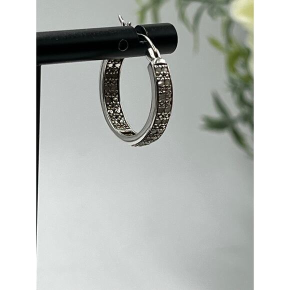 DBJ Dee Berkley 925 Sterling Silver Genuine Cut Diamond In & Out Hoop
Earrings - Picture 8 of 16